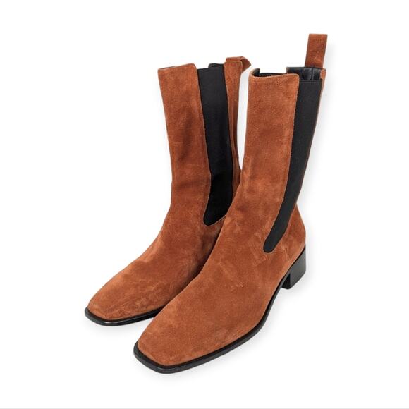 Nexus Calfskin Suede Pros 35mm Chelsea Square Toe Boots Size 10 - Picture 2 of 8